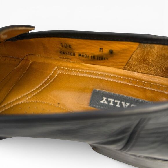 Bally Castor Leather Fashion Black Dress Tassel Loafers Size 9 M Made inItaly main image 4